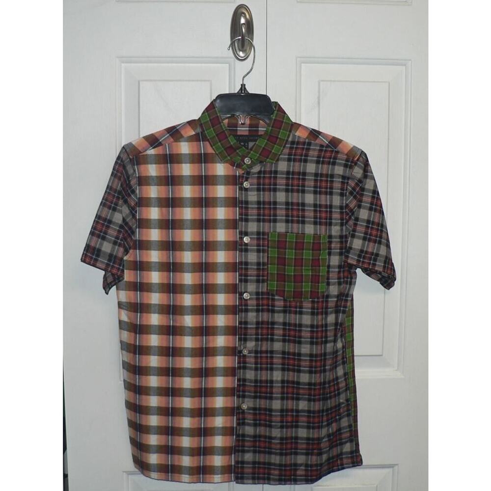 Marc by Marc Jacobs Men's Short Sleeve Button Up Shirt Orange Glow Multi XS $188